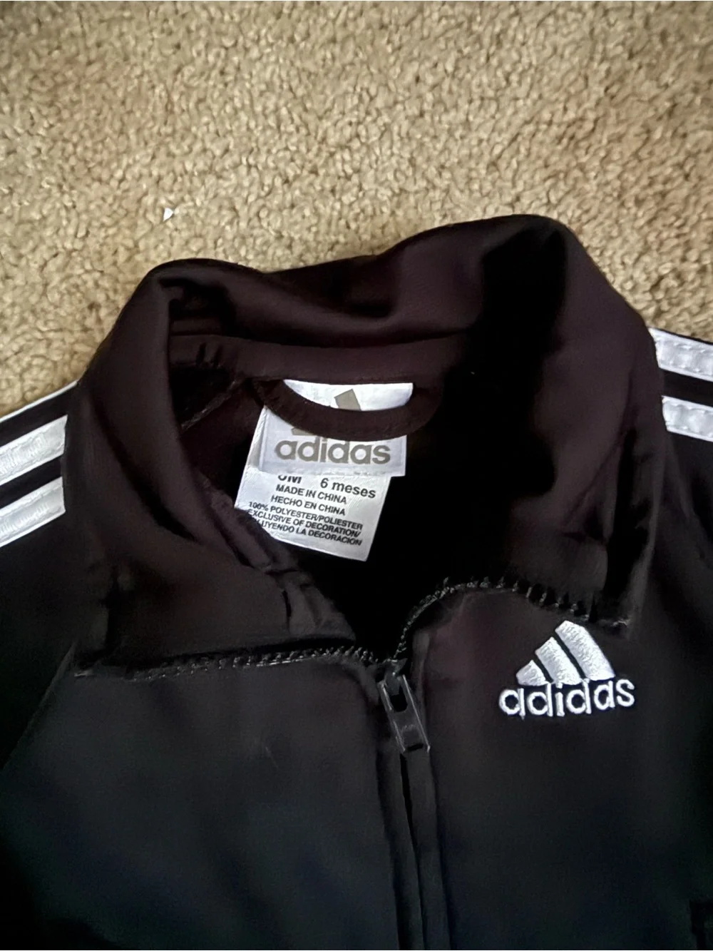 Adidas Baby Black Track Pants - Black with White Stripes size 6 months